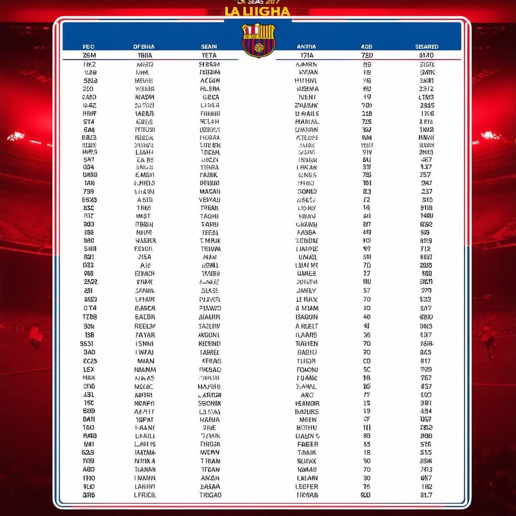 bảng điểm la liga 2017