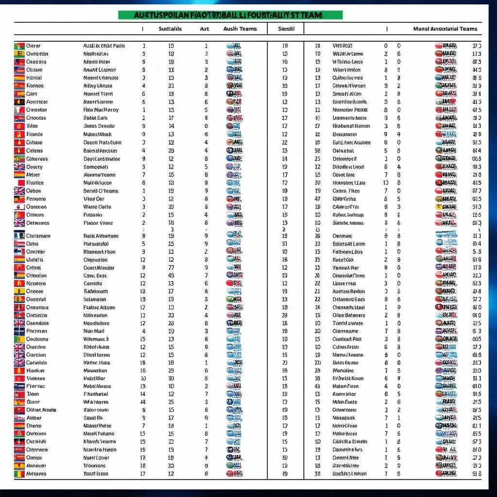 Bảng xếp hạng bóng đá Úc