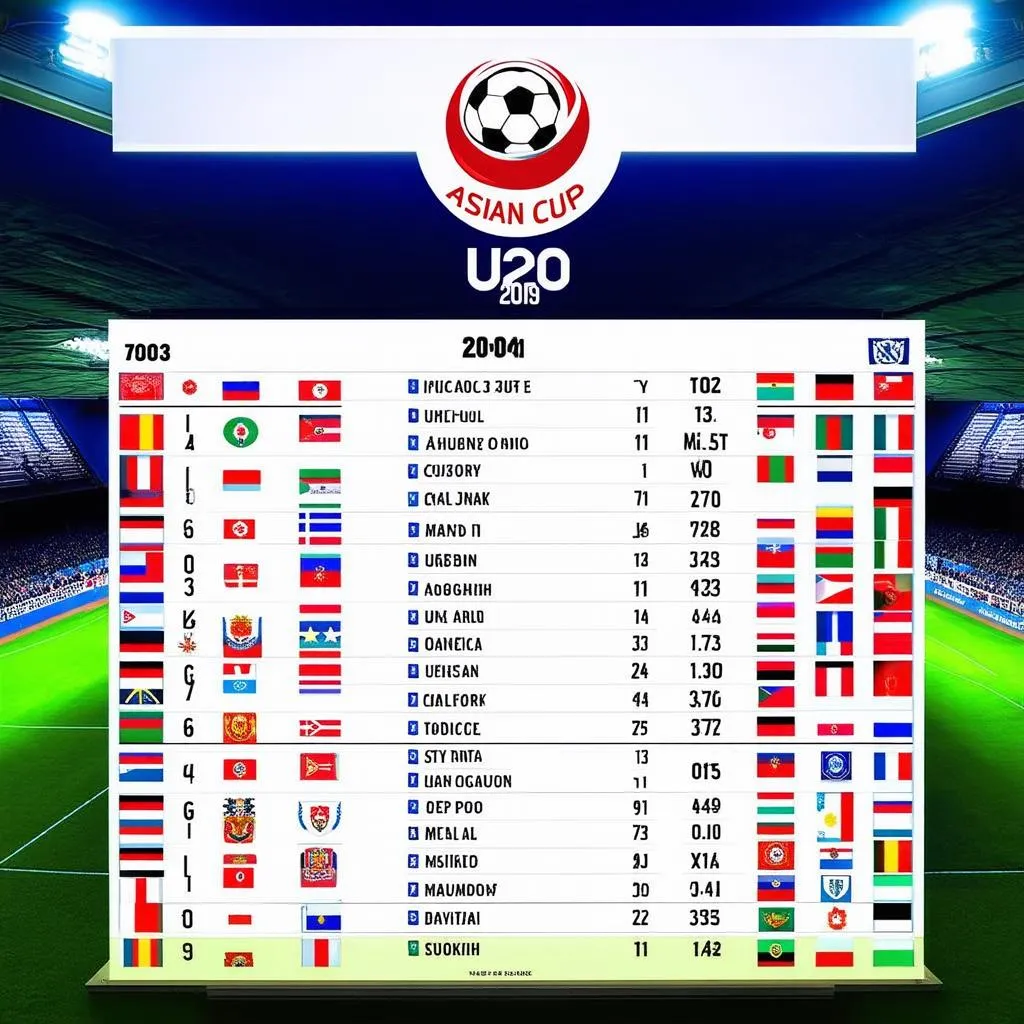 Bảng xếp hạng U20 Asian Cup