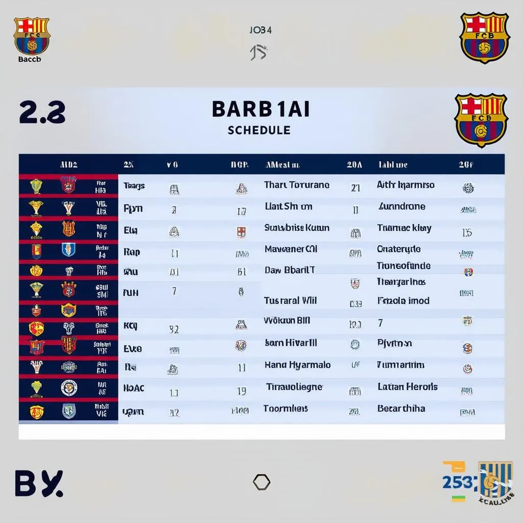 Lịch Đấu Barca