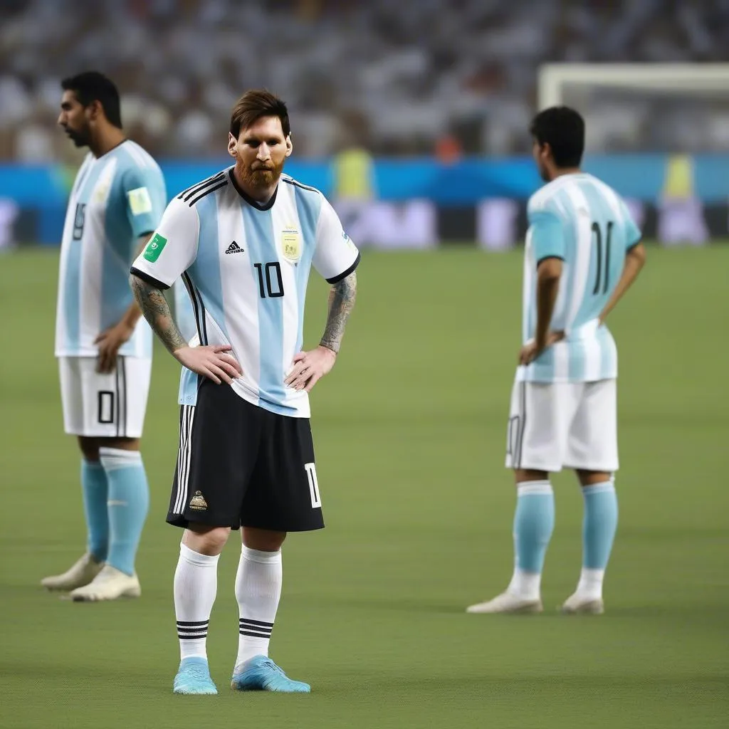 Messi, biểu cảm thất vọng sau trận thua Argentina trước Ả Rập Xê Út tại World Cup 2022