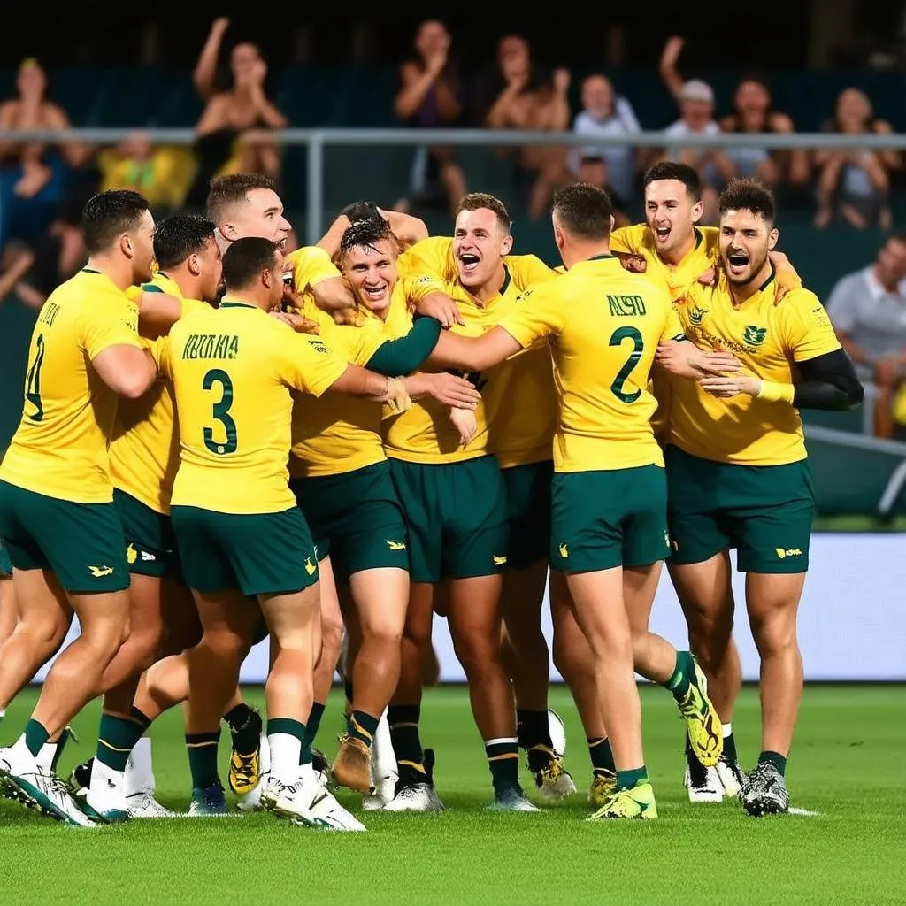 Australia team celebrating a goal