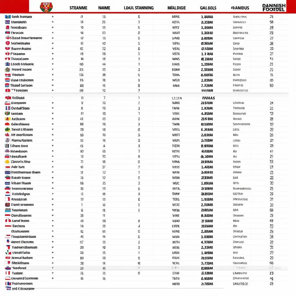 bảng xếp hạng bóng đá đan mạch