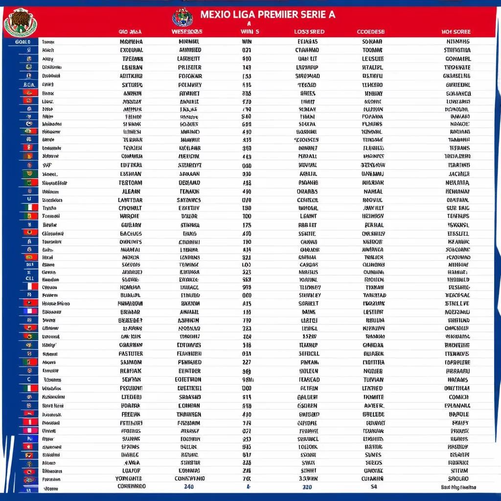 Bảng Xếp Hạng Mexico Liga Premier Serie A