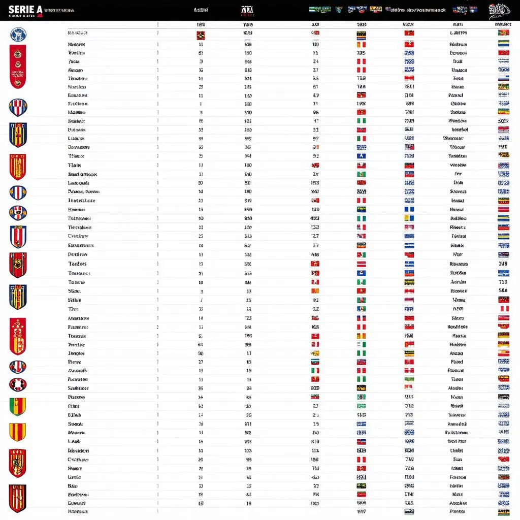 Bảng xếp hạng giải Serie A