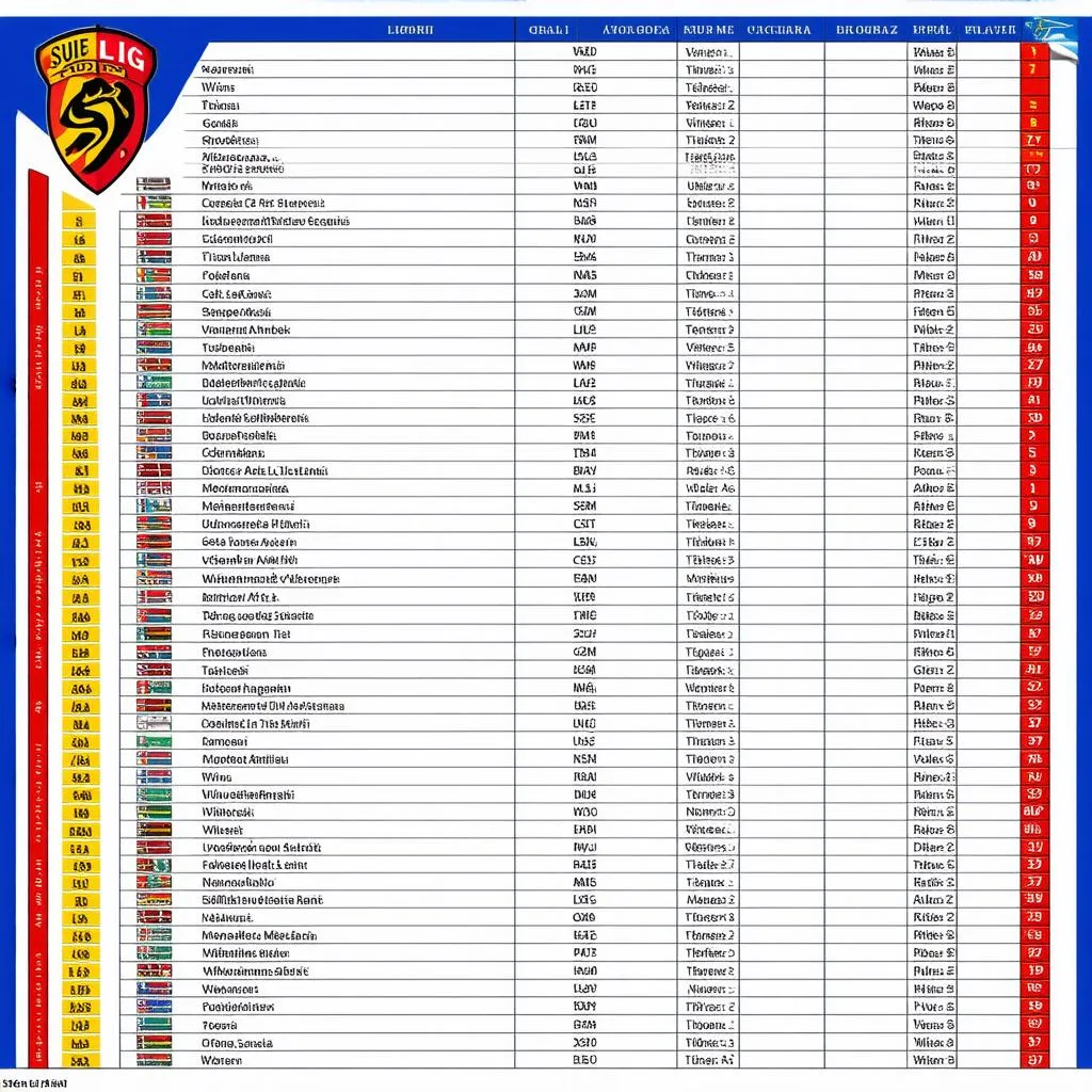 Bảng xếp hạng Süper Lig