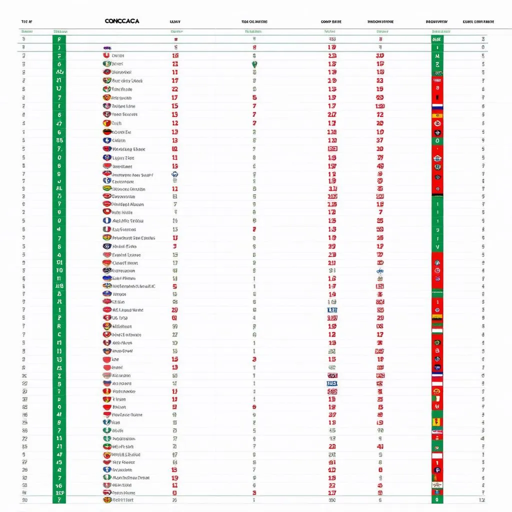 Bảng xếp hạng CONCACAF cập nhật