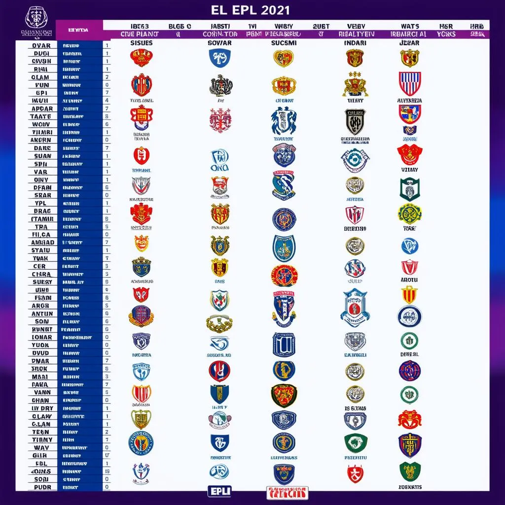 Bảng xếp hạng EPL 2021