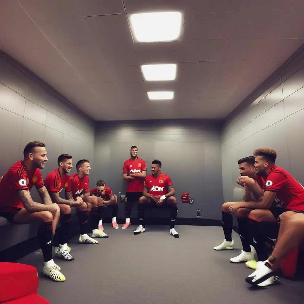 Cầu thủ Man United trong phòng thay đồ mới