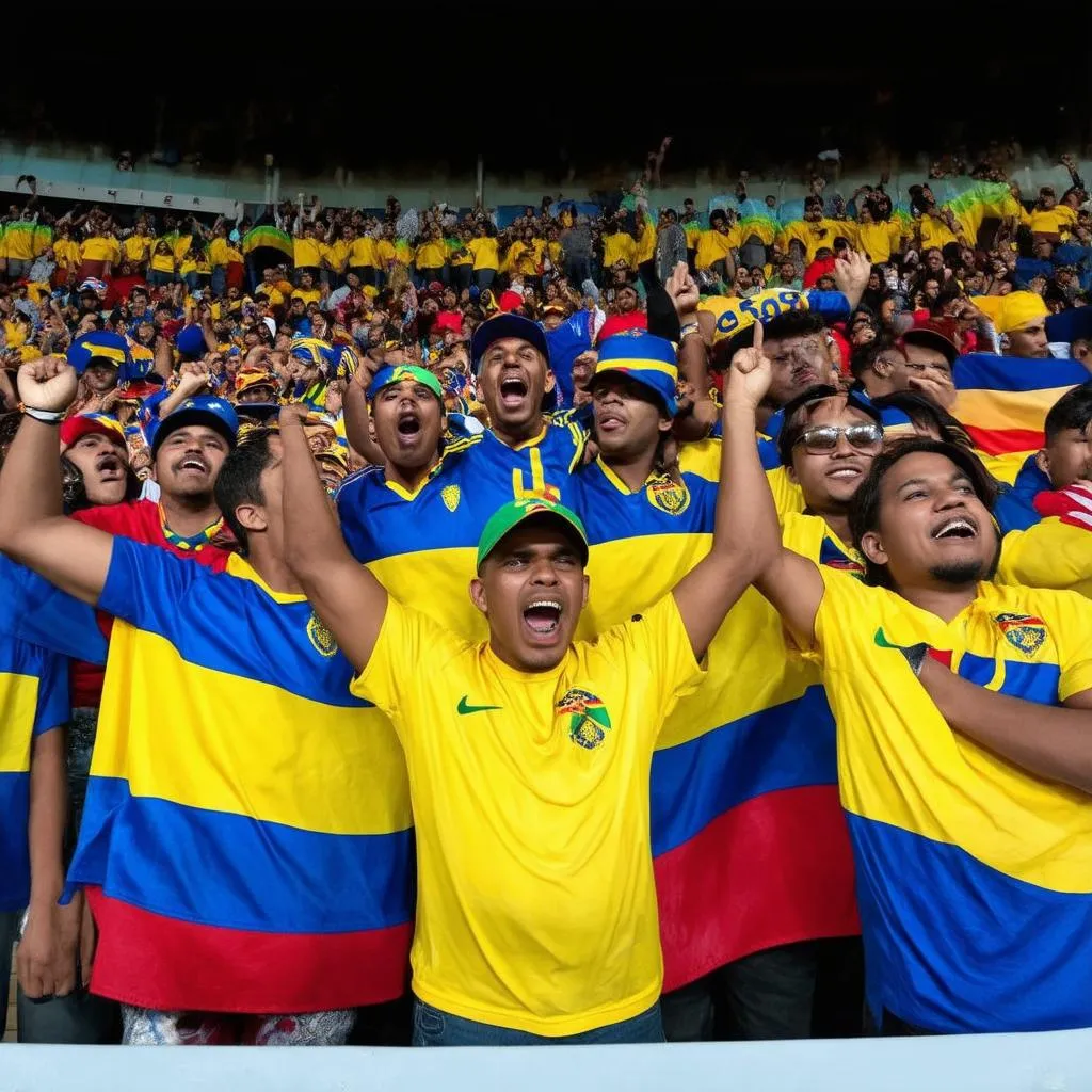 Các CĐV Ecuador cổ vũ nhiệt tình