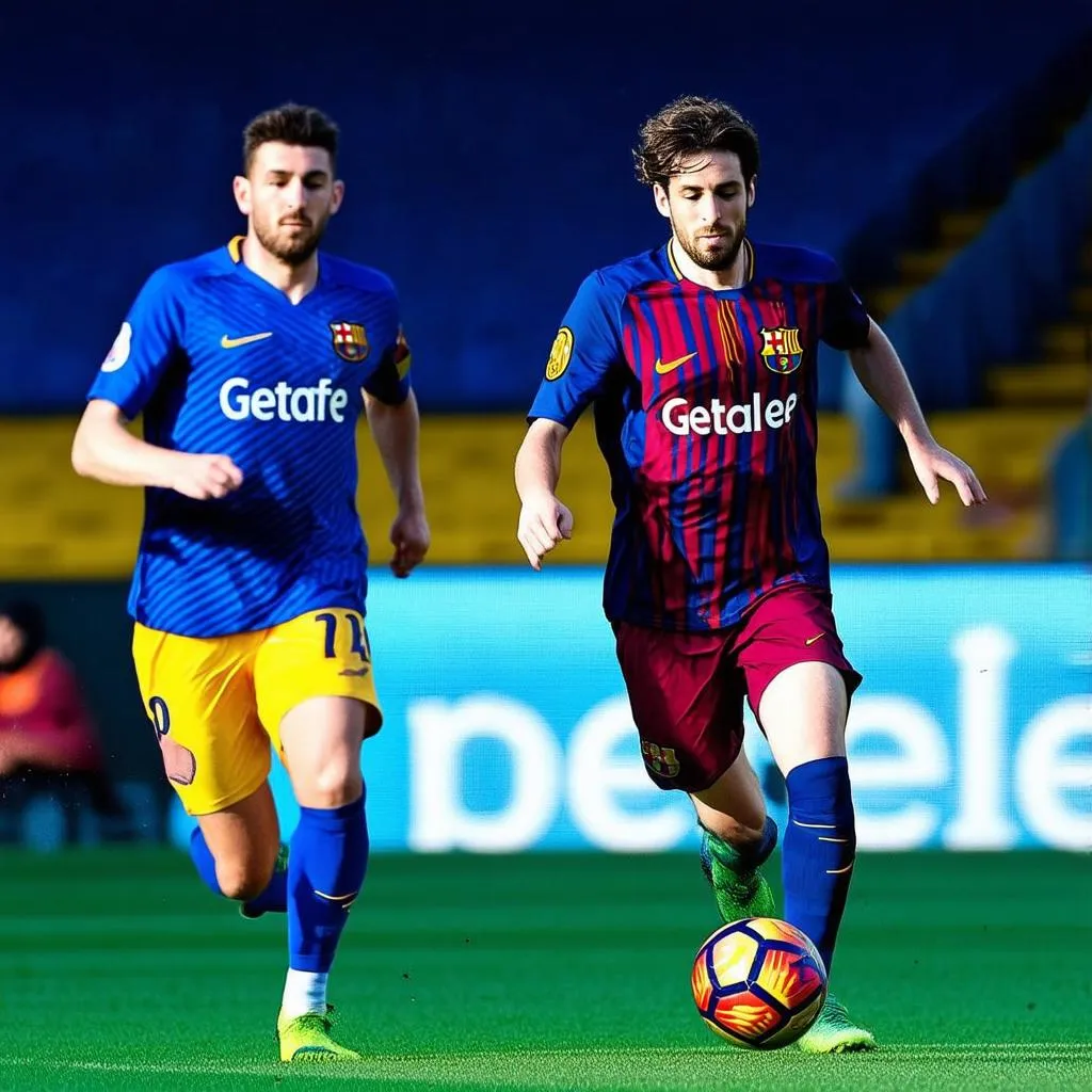 Barcelona vs Getafe players competing