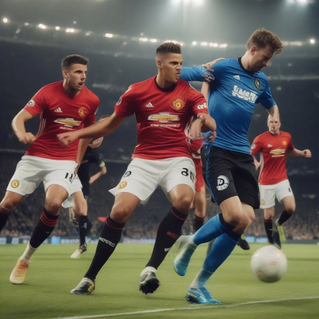 Ảnh cầu thủ Club Brugge và Manchester United thi đấu