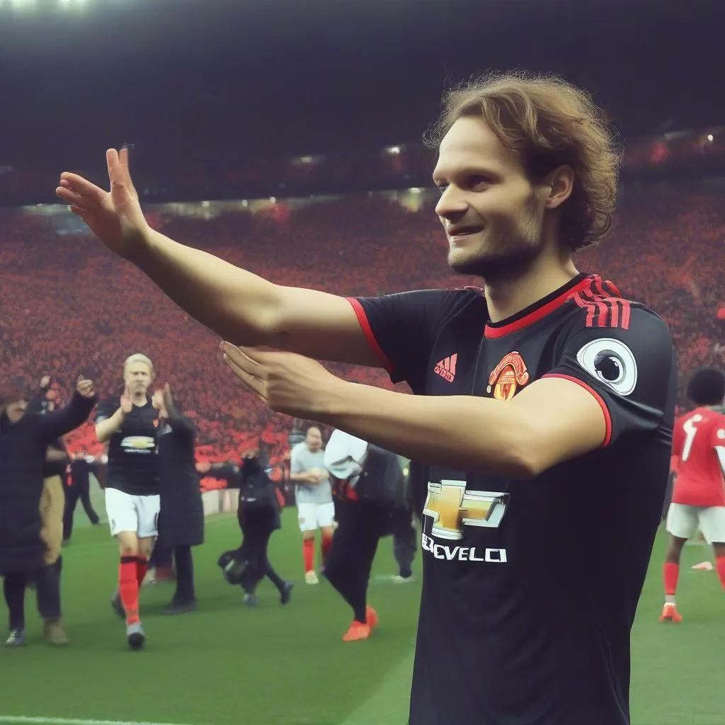 Daley Blind saying goodbye to Manchester United fans