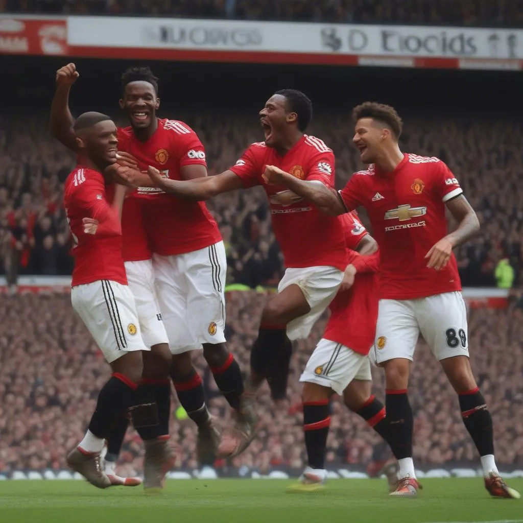 Fred celebrating a goal for Manchester United