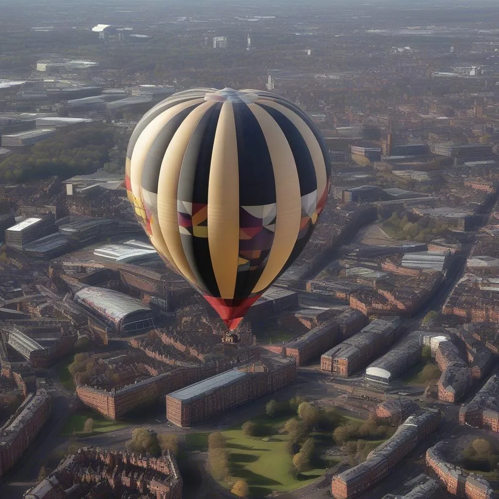 Khinh khí cầu bay cao trên bầu trời Manchester, du khách có thể ngắm nhìn toàn cảnh thành phố từ trên cao