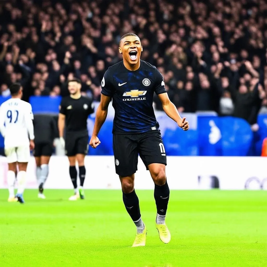 Mbappe ăn mừng bàn thắng