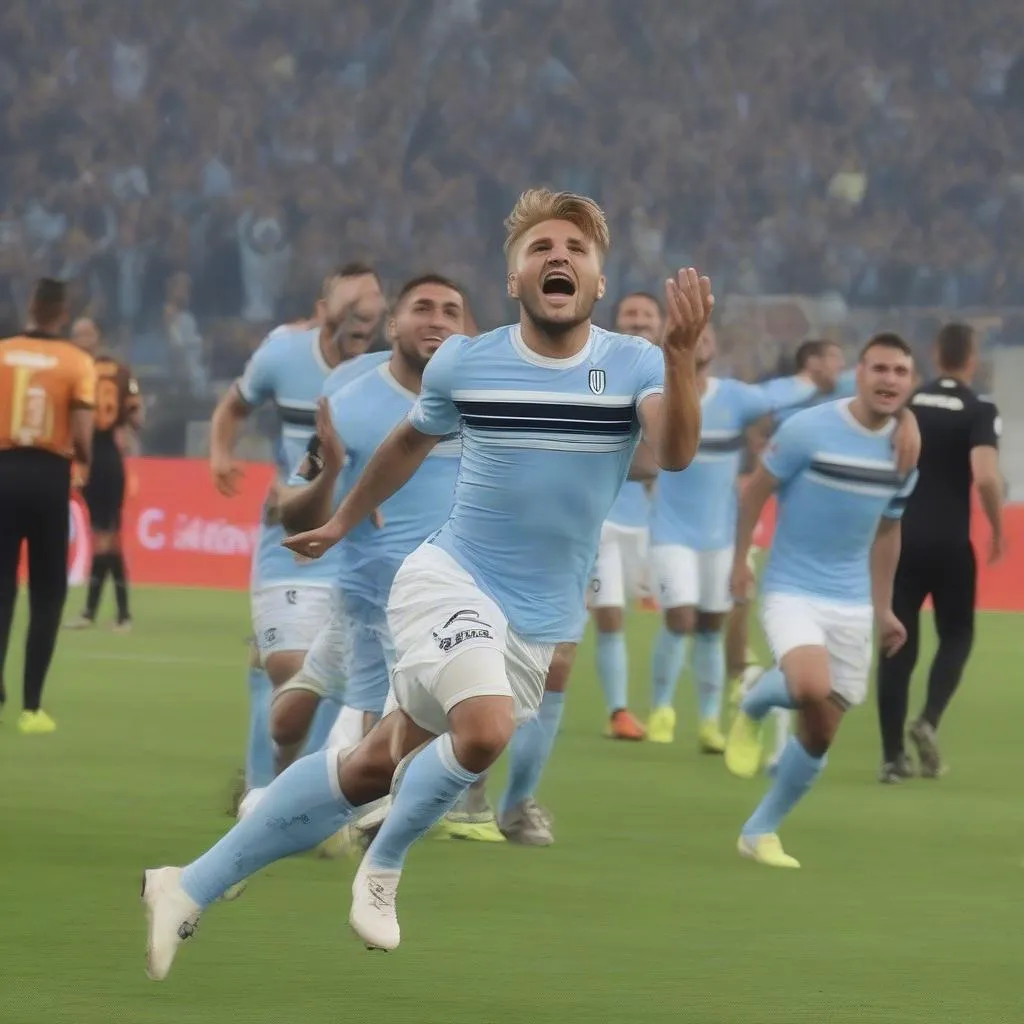 Immobile ghi bàn cho Lazio trong trận đấu Serie A