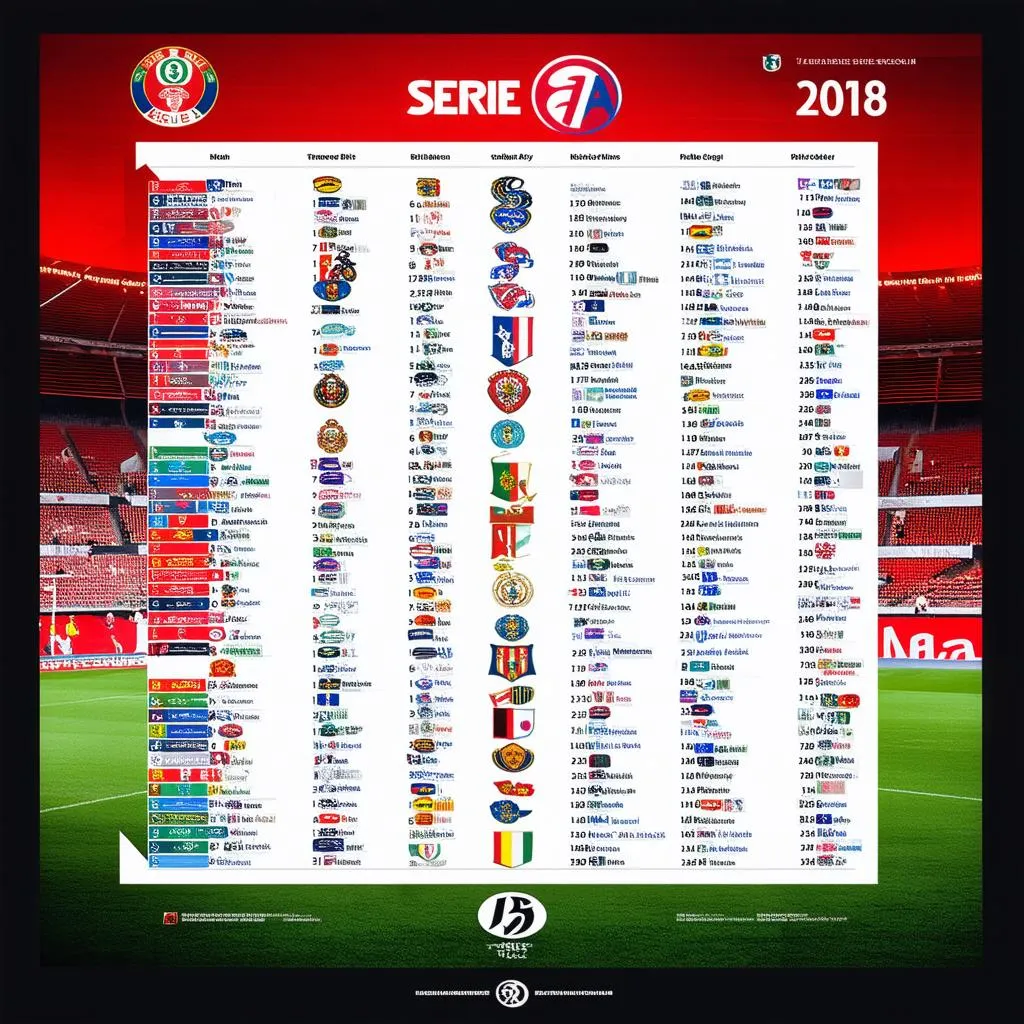 Lịch thi đấu Serie A 2018