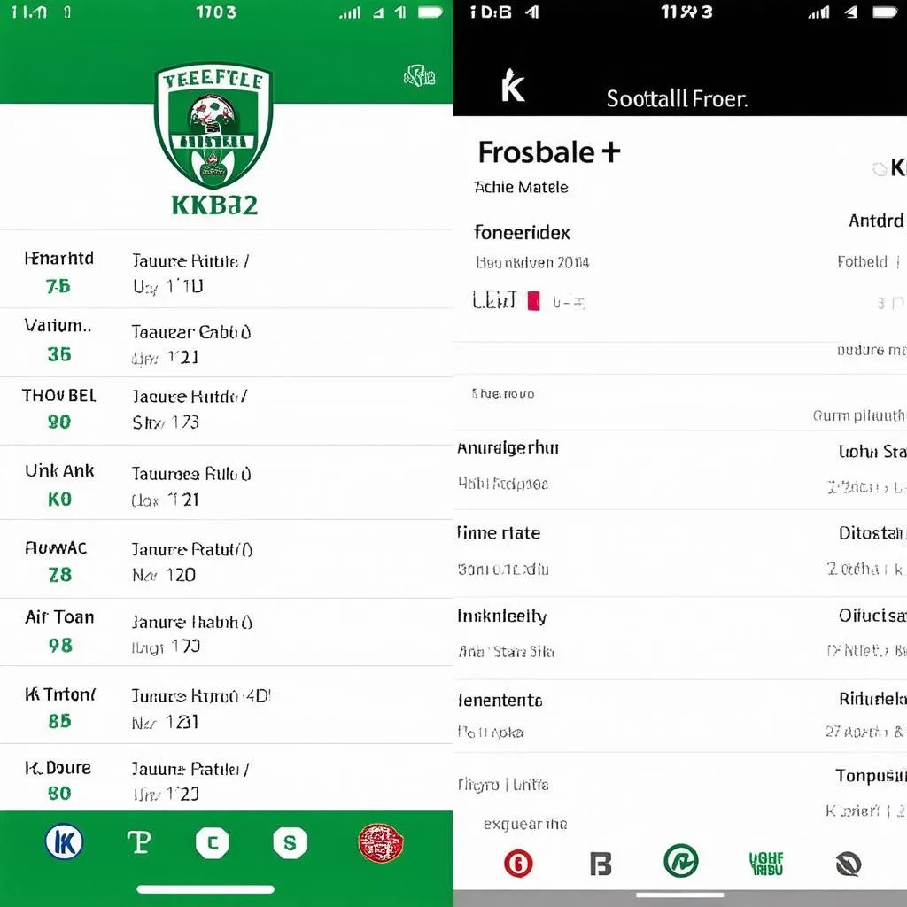 Lịch tường thuật bóng đá K+ trên ứng dụng