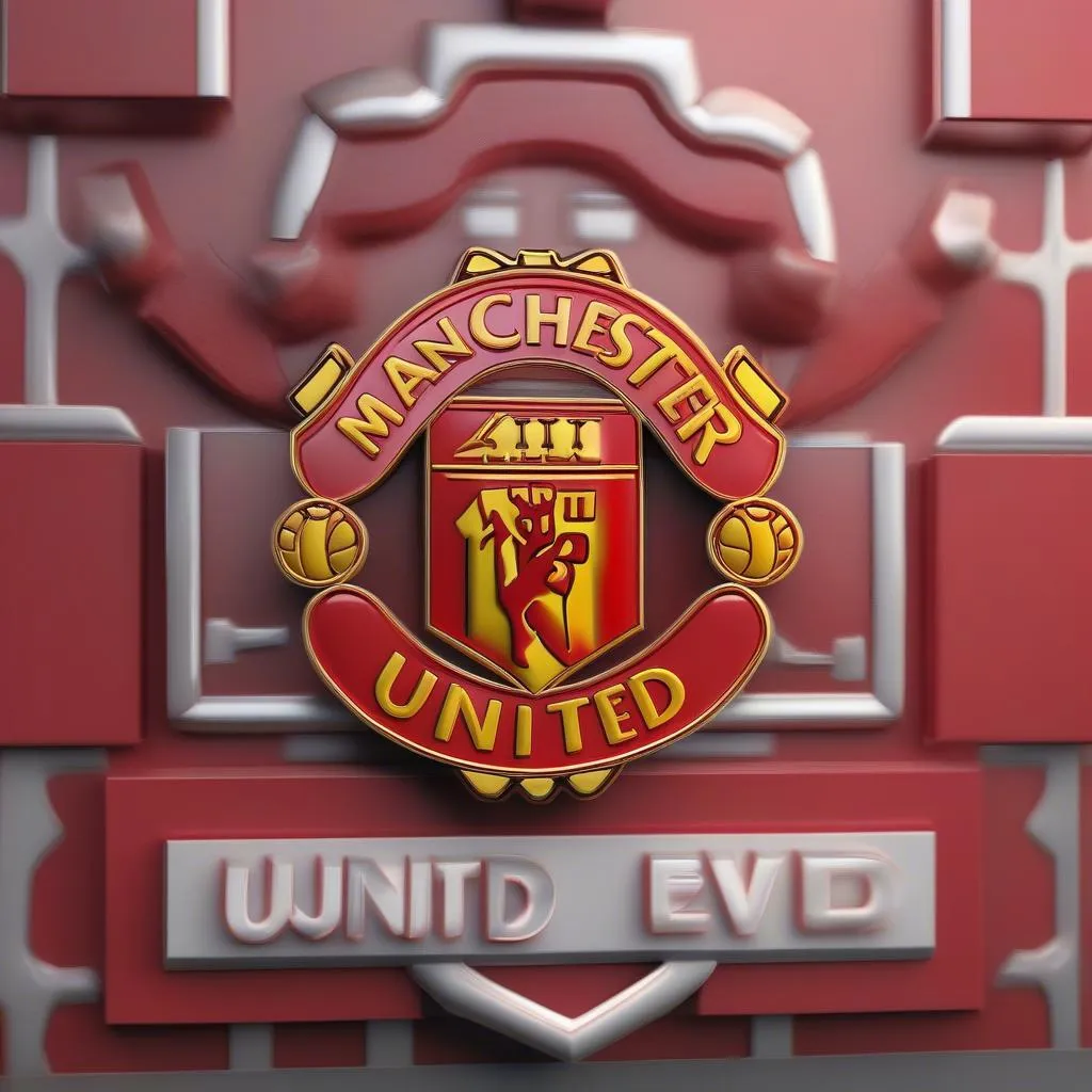 Logo 3D của Manchester United, được thiết kế tinh xảo, thể hiện uy quyền của Quỷ Đỏ