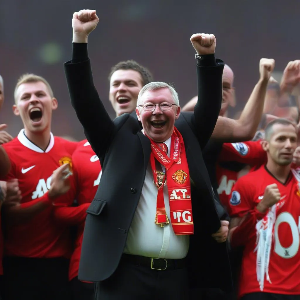 Sir Alex Ferguson ăn mừng chức vô địch Premier League 2011-12