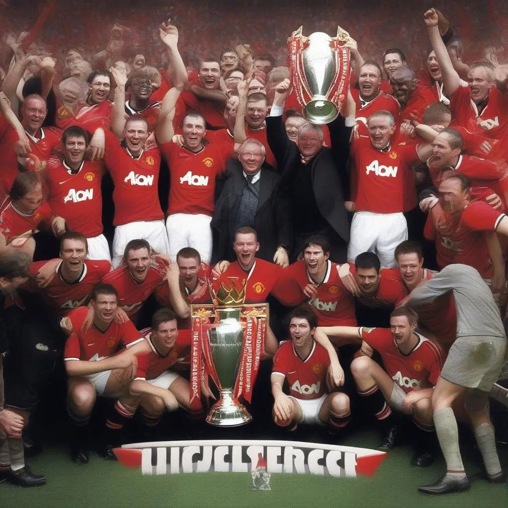 Manchester United 2013 Champions HD Wallpaper with Sir Alex Ferguson