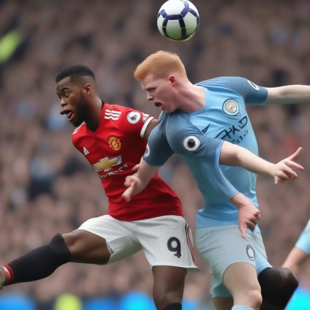 Hình ảnh Manchester United và Manchester City đối đầu trong trận derby Manchester 2019