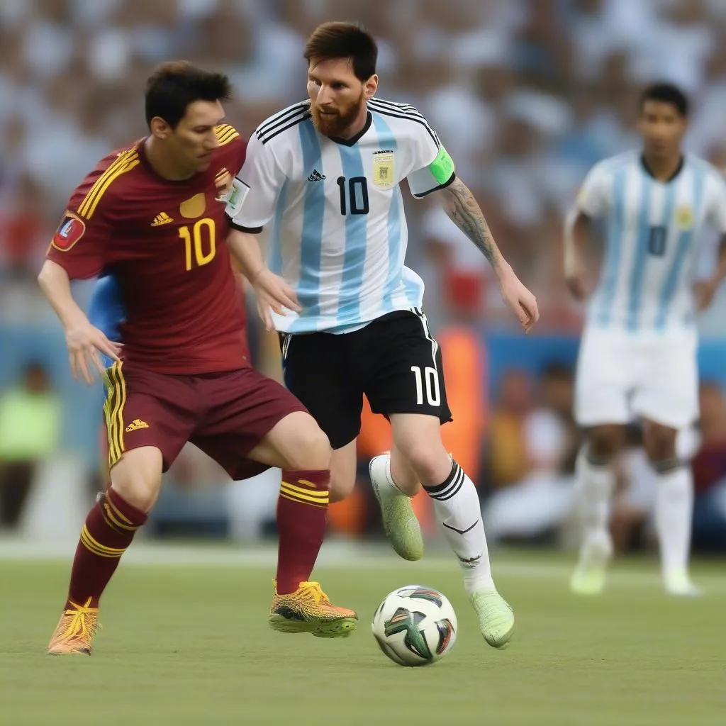 Messi đi bóng qua đối phương