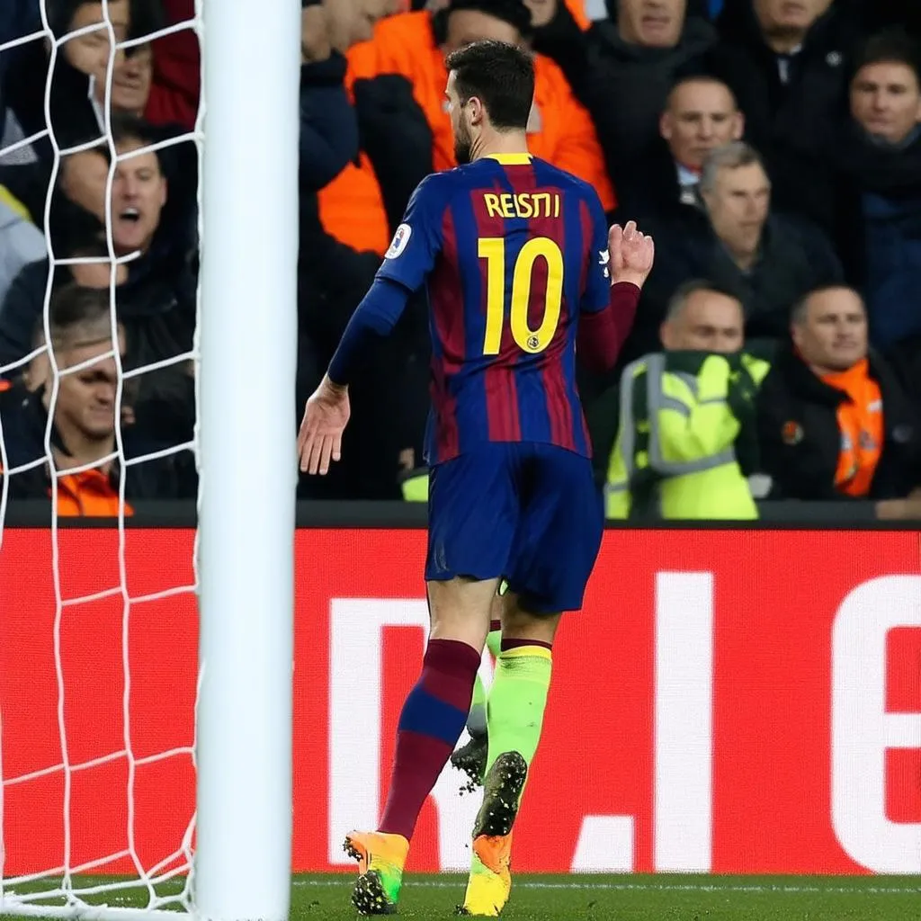 Messi thực hiện phạt góc