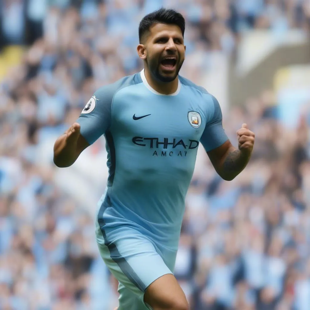 Sergio Aguero ăn mừng bàn thắng