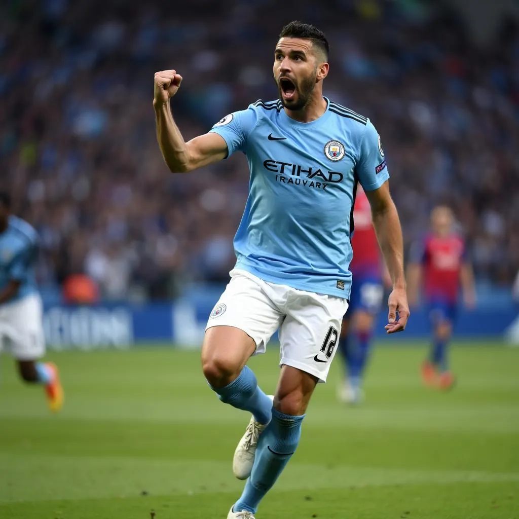 Sergio Aguero ghi bàn cho Man City trong trận gặp Chelsea