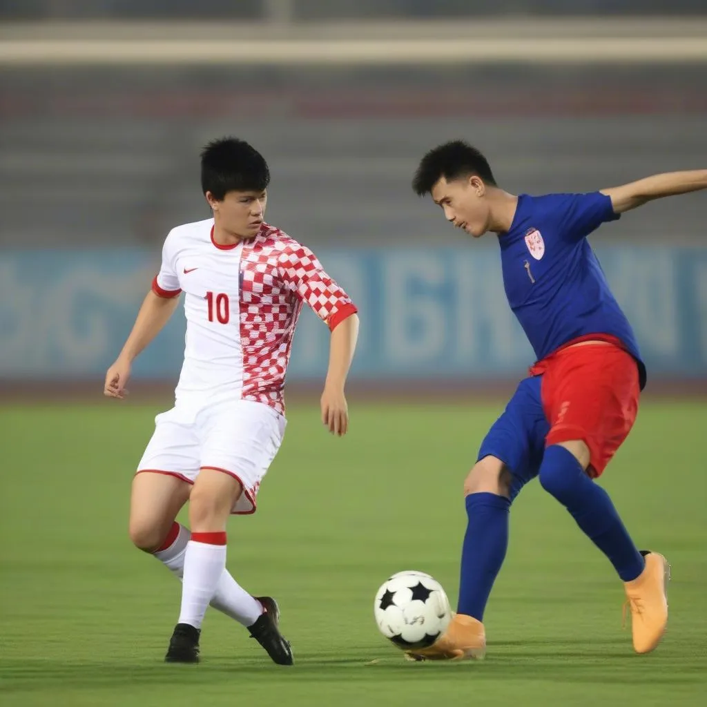 Trận đấu bóng đá giữa U23 Việt Nam và U23 Croatia