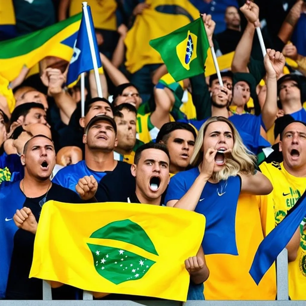 Fans cheering for Brazil