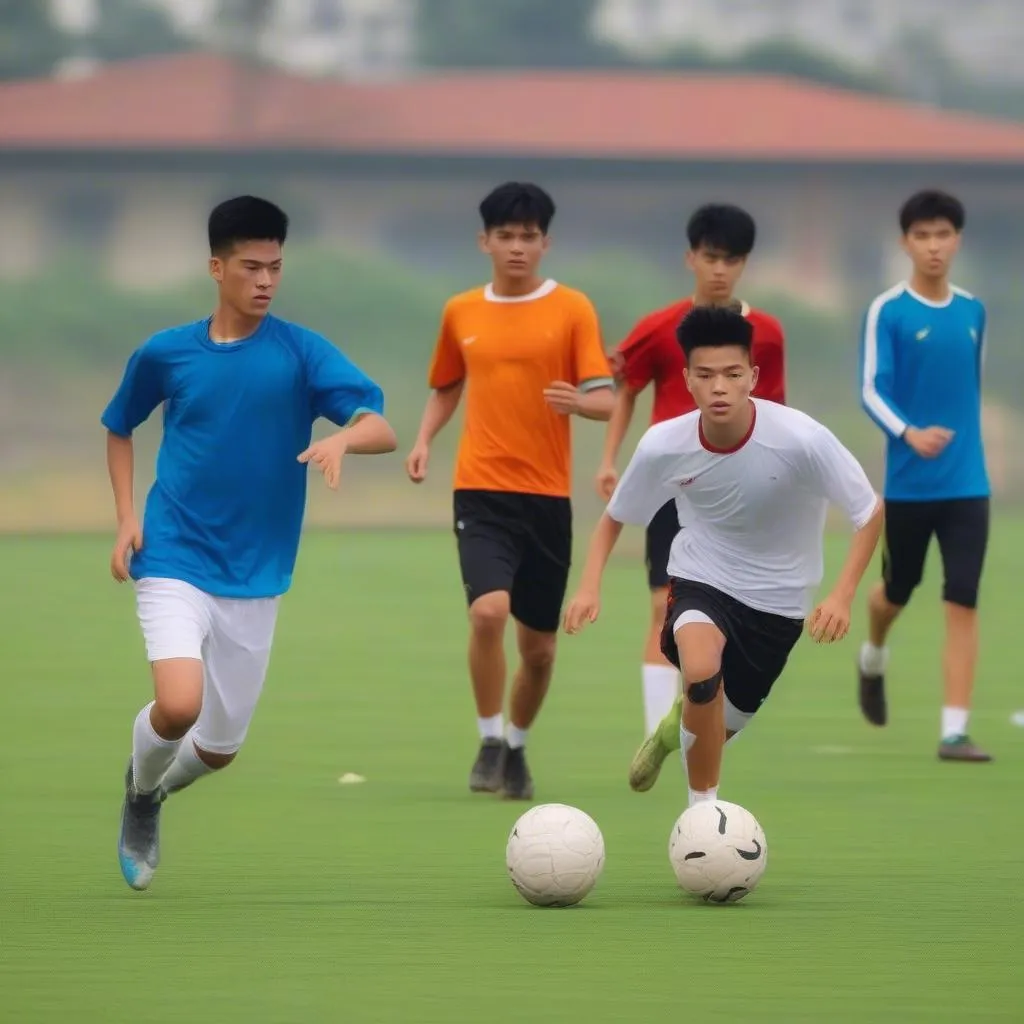 Cầu thủ U17 Việt Nam tập luyện