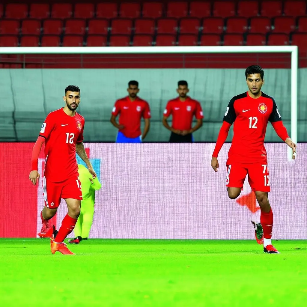 Hai đội bóng U23 Bahrain và U23 Kyrgyzstan đang thi đấu