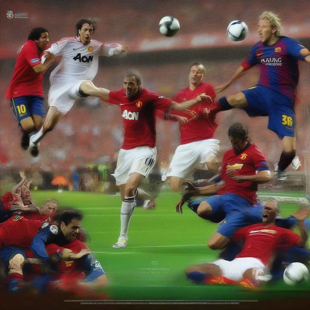 Hình ảnh về trận chung kết Champions League 2008 giữa Manchester United và Barcelona, với những khoảnh khắc lịch sử, những pha bóng đẹp mắt và những bàn thắng ấn tượng.