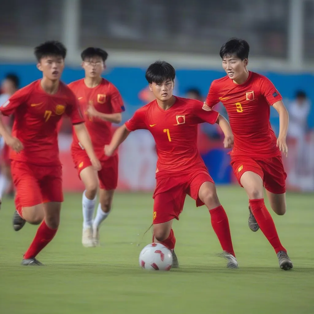 Hình ảnh minh họa trận đấu giữa U19 Việt Nam và U19 Hàn Quốc