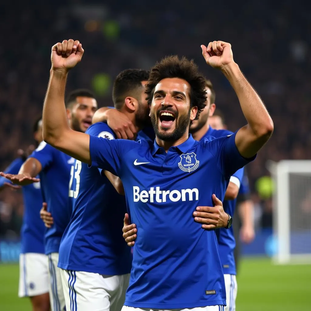 Andre Gomes celebrating a goal for Everton