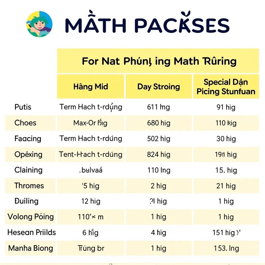 Bảng Giá Học Phí Toán 2023