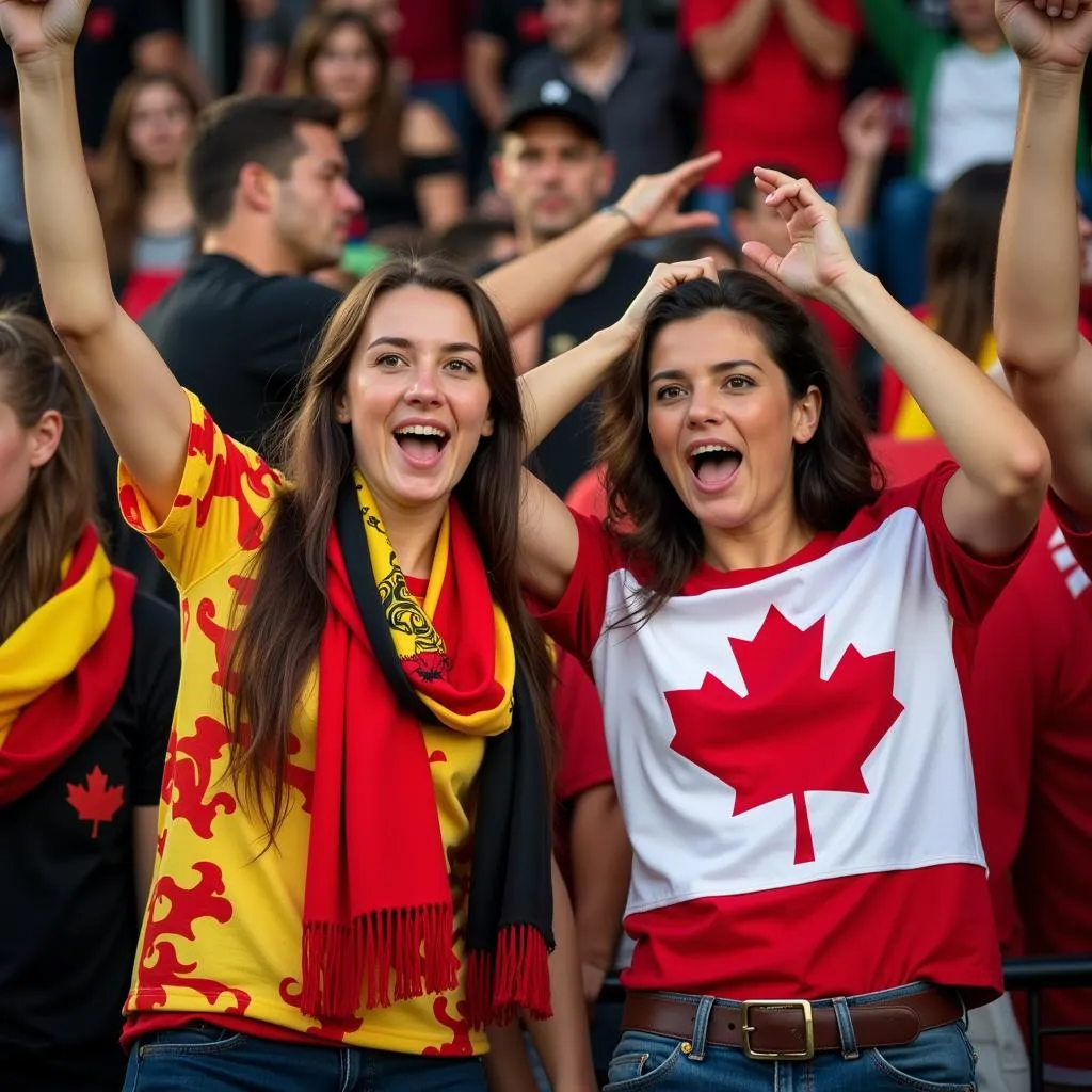 Cổ động viên Bỉ và Canada tại World Cup 2022