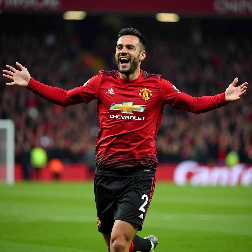 Bruno Fernandes ăn mừng bàn thắng trong màu áo Manchester United