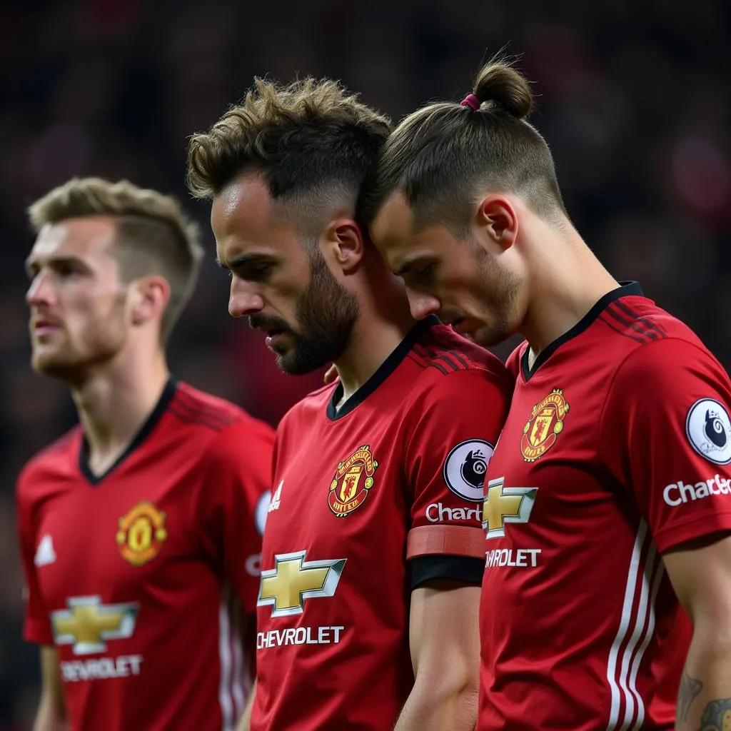 Manchester United players dejected