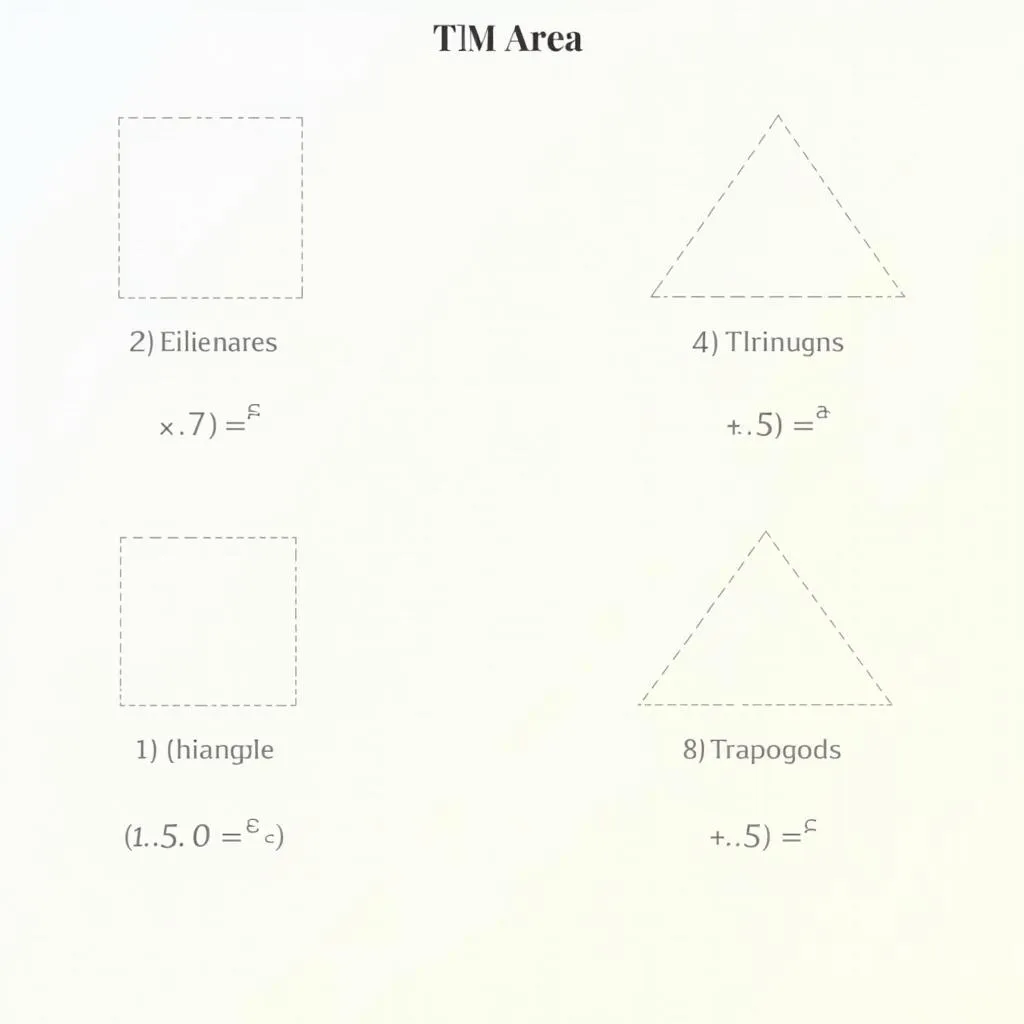 Công thức tính diện tích các hình học cơ bản