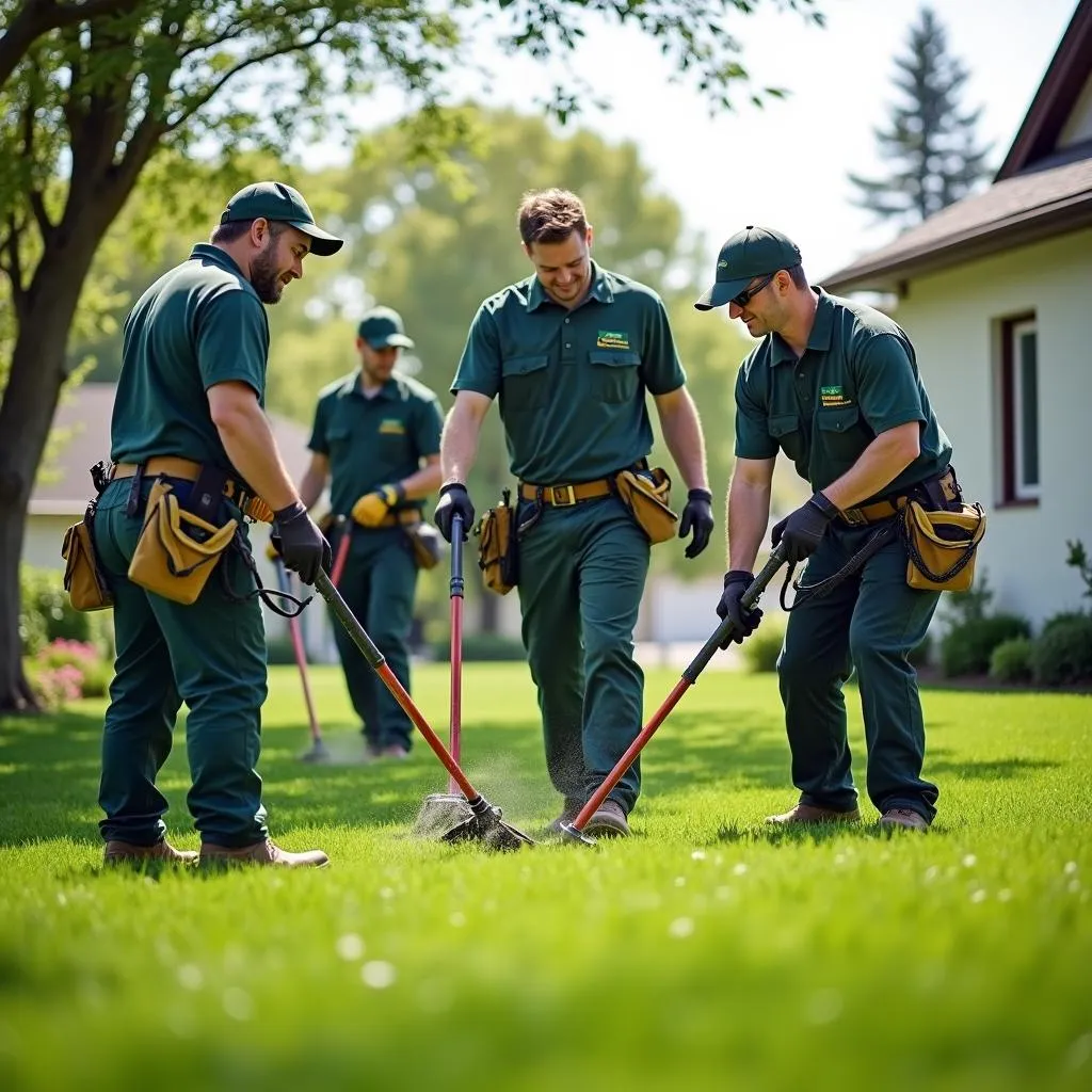 Team of professional lawn care technicians