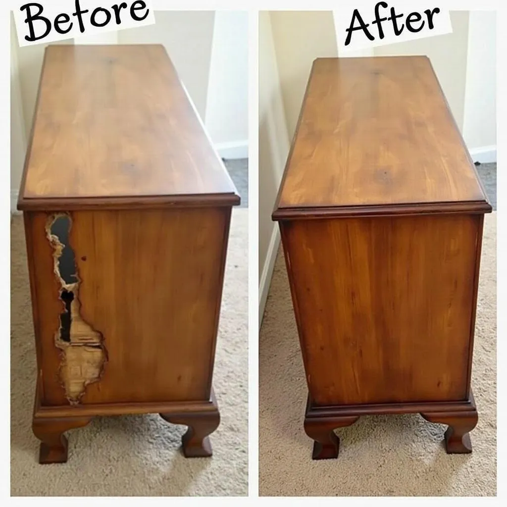 Furniture repair Manchester - Before and after results of a professional repair