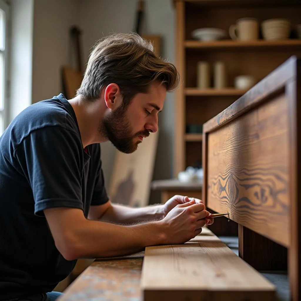 Furniture repair Manchester - Expert craftsman working on a piece of furniture