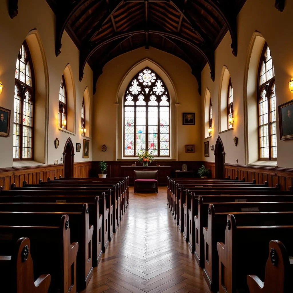 Intimate wedding ceremony in a historic chapel