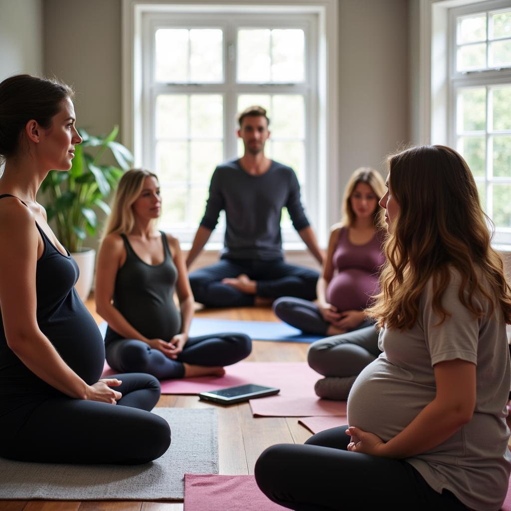 Hypnobirthing class in session in Manchester