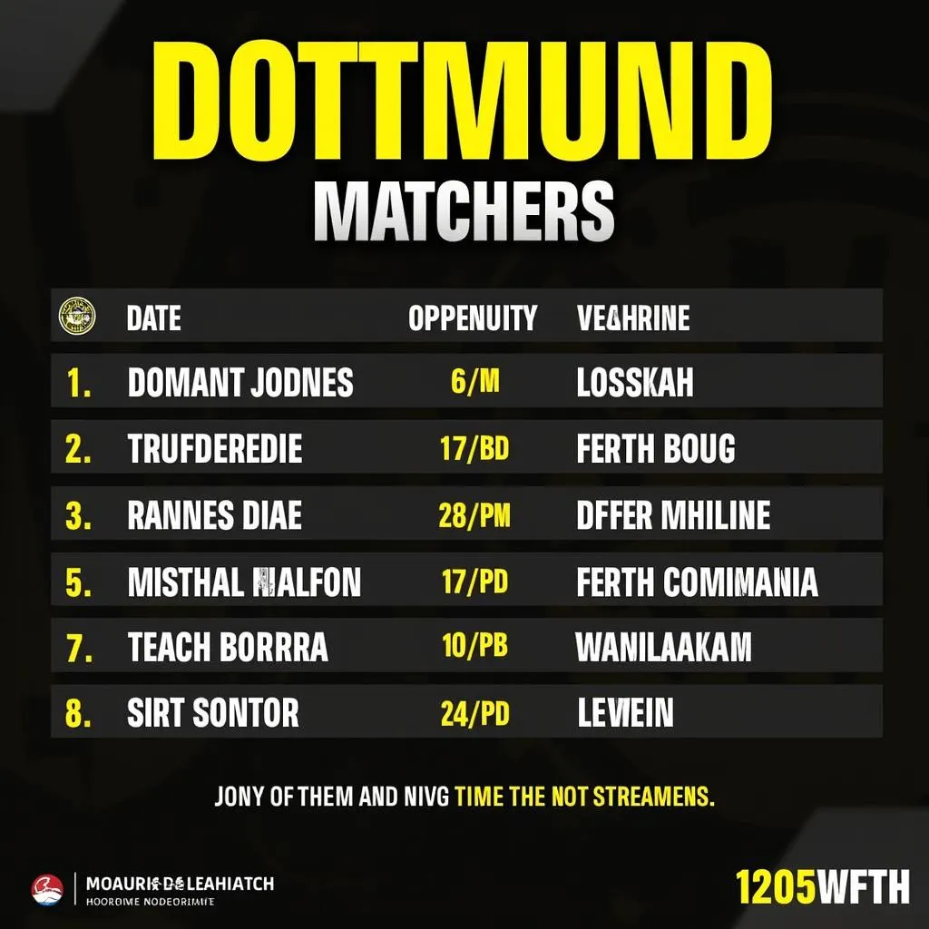 Lịch thi đấu sắp tới của Dortmund