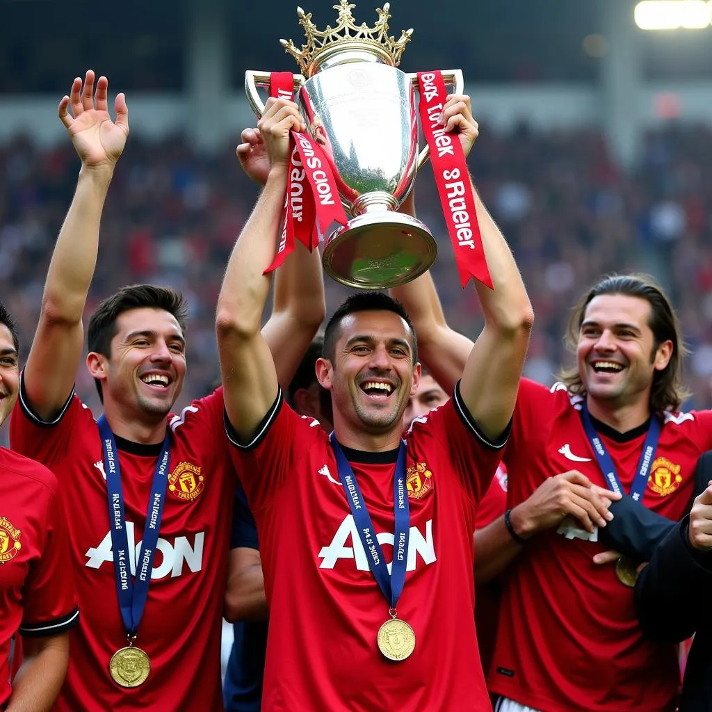 Manchester United celebrating their 20th Premier League title in 2013